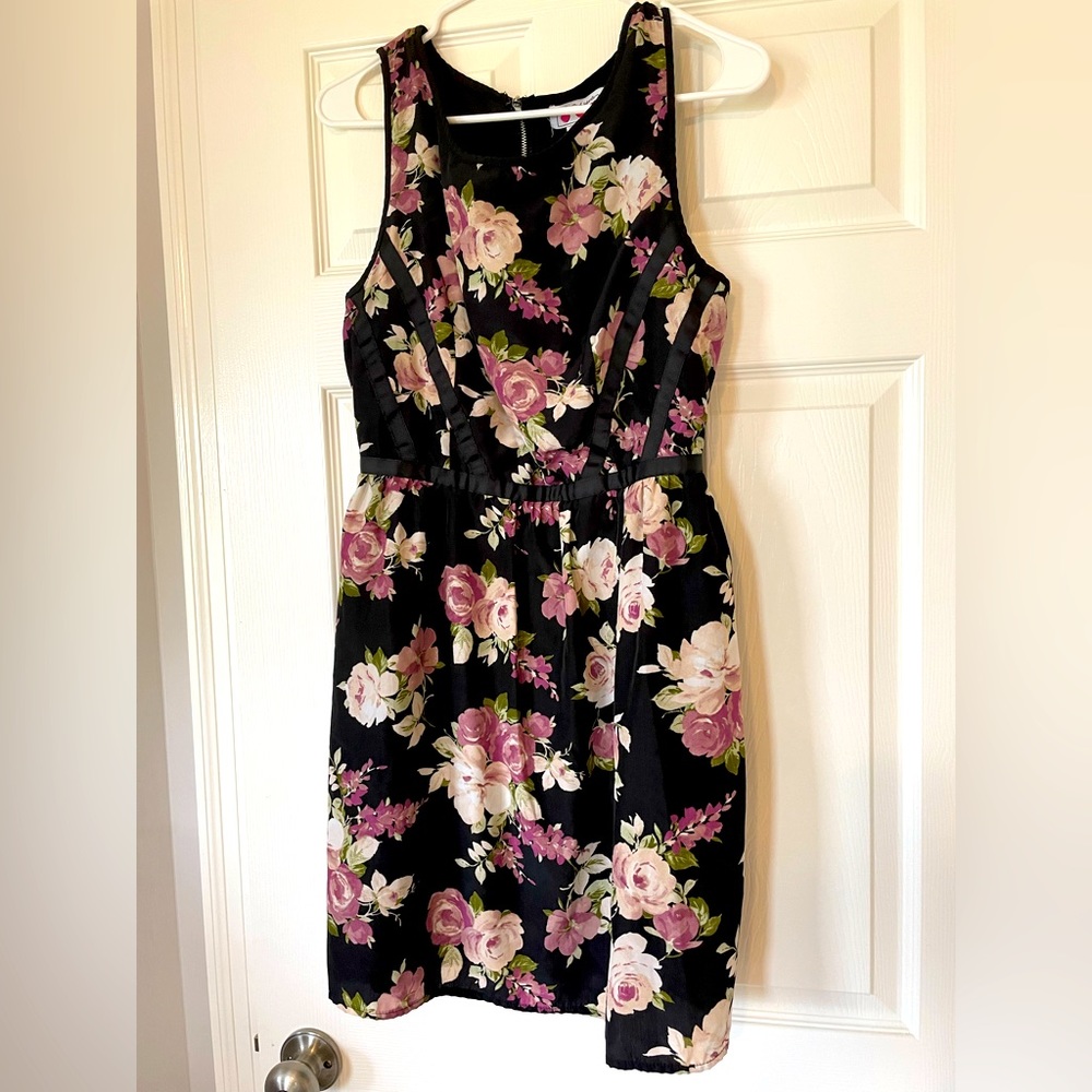 Three Pink Hearts Black Dress
